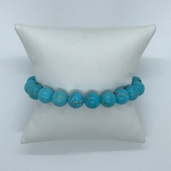 Turquoise stretchy beaded bracelet - Picture 1 of 2